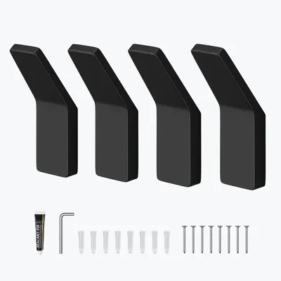 Produktbild von doporro 4 Stück Garderobenhaken Zinklegierung, Kleiderhaken Wand, selbstklebend Wandhaken für Jacken, Handtücher, Schwarz Stalo-13