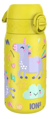 Produktbild von Kinder-Trinkflasche aus Edelstahl, 400 ml, Gelb, Einhörner – Ion8