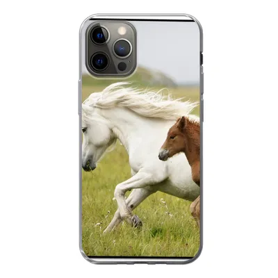 Produktbild von MuchoWow® Handyhülle Schutzhülle Hülle für iPhone 12 Pro Pferde - Tiere - Gras Silikon Softcase Handy Hülle - Abdeckung