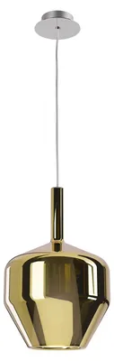 Image de TRESOR SU E27*1, suspension ronde – diamètre 20, hauteur 280 cm - chrome brillant/doré, verre doré