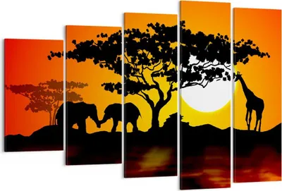 Produktbild von Bild auf Leinwand - Leinwandbild - Tiere Safari Savanne Giraffe - 150x100cm - Wand Bild - Wanddeko - Leinwanddruck - Bilder - Kunstdruck - Wanddekoration - Leinwand bilder - Wandkunst - EG150x100-0539