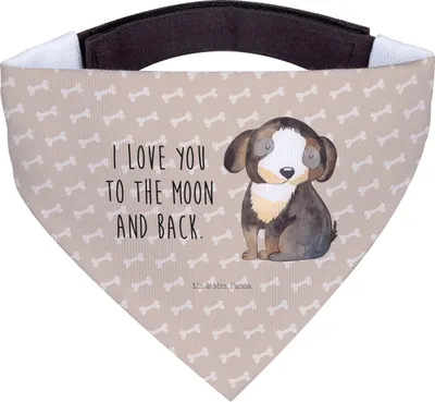Produktbild von Mr. & Mrs. Panda Bandana Hund Entspannen - Hundeglück - Geschenk, Liebe, Halstuch Für Hunde, Sprüche, Verliebt, Dreieckstuch, Hals Tuch, Schwarzer