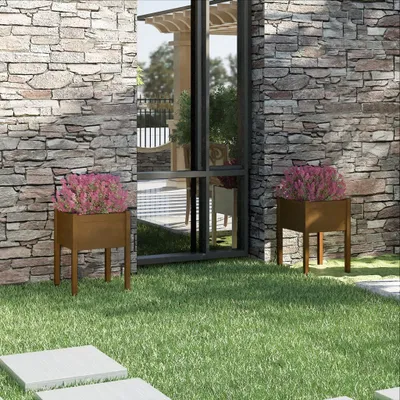 Produktbild von "2026 Aktion"Pflanztopf/Blumenkübel Moderne - Pflanzkübel - Blumentopf 2 Stk. Honigbraun 50x50x70cm Massivholz Kiefer Promotion361619 - Beete