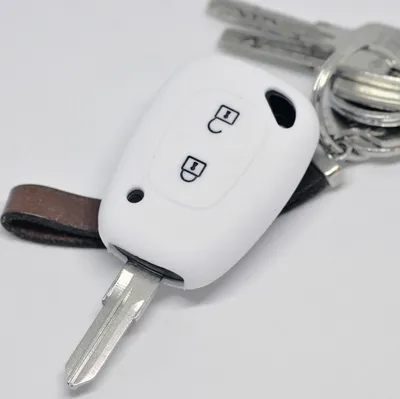 Produktbild von Auto Schlüssel Hülle Silikon Schutz Cover Weiß kompatibel mit Renault Kangoo Trafic Master Primastar OPEL Movano Vivaro Nissan Interstar 2 Tasten Funk Fernbedienung