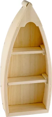 Produktbild von VBS Fischerboot, Rohholz, mit 2 herausnehmbaren Regalböden,ca.H 26,5cm x B11cm