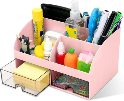 Produktbild von Famanu Büro-Organizer mit 6 Fächern und 2 Schubladen - Kunststoff