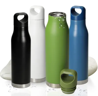 Produktbild von Trinkflasche Edelstahl 'Orlando' - Auslaufsichere Vakuumflasche 480 ml für Kohlensäure geeignet - grün
