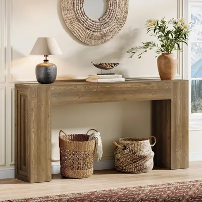 Image de Table console de 160 cm, table d'entrée longue à placer derrière le canapé, idéale pour le salon