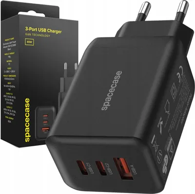 Produktbild von Spacecase GaN USB-Ladegerät 65W Schwarz SC008B