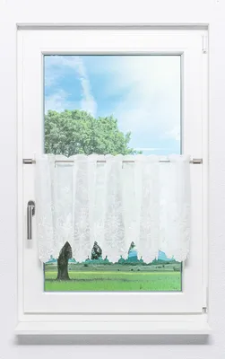 Produktbild von Lysel Scheibengardine Blumenromantik (Bx H) 140cm * 43cm weiß/rohweiß