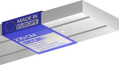 Produktbild von Gardinenschiene 270cm (3x90cm) / 2-läufig Vorhangschiene Komplettset (Verbinder,Befestigungs-Set,Seitendeckel,Gardinenröllchen)