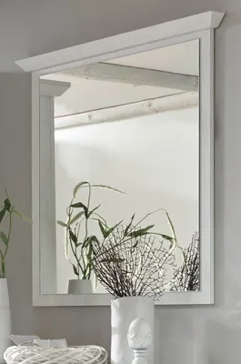 Produktbild von Garderobe Spiegel Hooge in Pinie weiß Landhaus Wandspiegel 92 x 99 cm