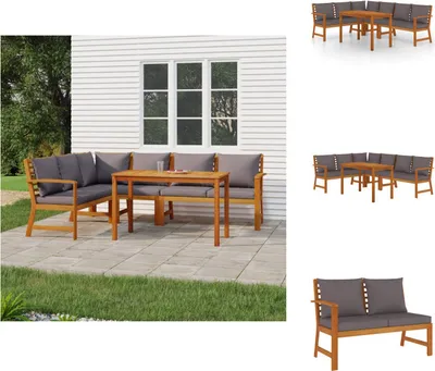 Produktbild von vidaXL 5-tlg. Garten-Essgruppe mit Kissen Massivholz Akazie -  Gartenmöbel-Sets