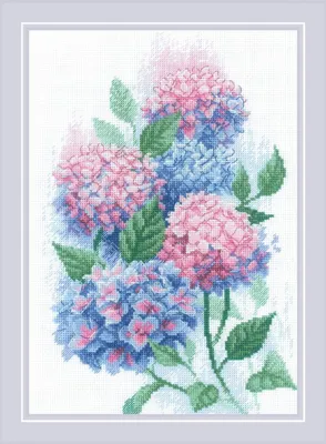 Zdjęcie produktu dla Zestaw do haftu krzyżykowego Riolis "Piękne Hortensje", do samodzielnego wykonania, 21x30 cm
