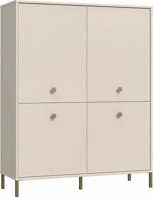Obrázek produktu pro Highboard Salvatrice Komoda 114X144X42 cm 4 dvířka Skříňka do obývacího pokoje béžová