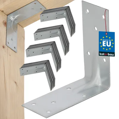 Produktbild von KOTARBAU® 50er Set Winkelverbinder Regalwinkel 120x120x60mm Schwerlastwinkel Anschlagwinkel Verstärkter Metallwinkel Bauverbinder Verzinkter Stahl