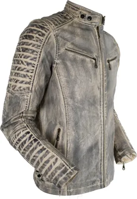 Produktbild von Herren Bikerjacke Gesteppt Vintage Retro Weiß Biker Jacke Somerjacke Lederjacke(S)