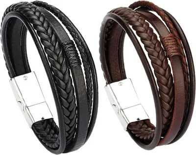 Obrázok produktu pre Pánsky kožený náramok, čierny, personalizovaný, 21 cm, náramok pre mužov