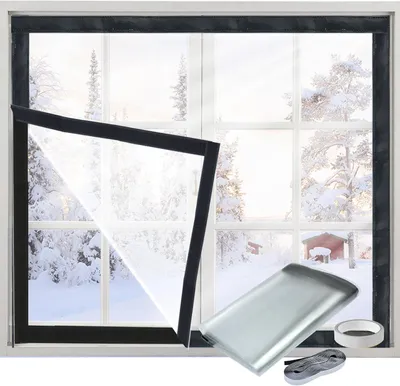 Image de Film isolant pour fenêtres, épais, transparent, dimensions 99 x 122 cm