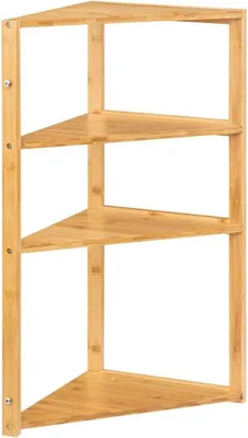Produktbild von PolkaHome® Hoekplank aus Bambus, 3 Ebenen, Eckregal für Küche und Bad, platzsparendes Aufbewahrungsregal