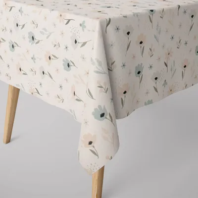 Produktbild von SCHÖNER LEBEN. Tischdecke Pastell Blumen ecru mintgrün vanille Größe 130x180cm