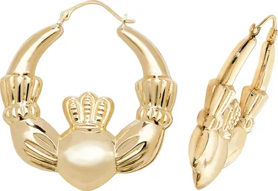 Image de Boucles d'Oreilles Créoles Claddagh Femme Or 375/1000 - 35mm*37mm; TRS26335