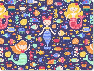 Produktbild von MuchoWow® Mauspad Mousepad Meerjungfrau - Fisch - Muster 23x19 cm - Mousepads - Maus Mat - Pad - Mausunterlage - Schreibtischunterlage - Mauspad