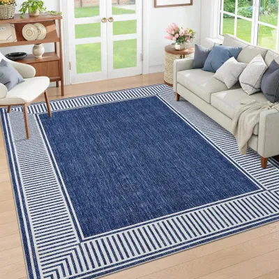 Obrázek produktu pro Koberec Flurläufer – obdélníkový, krátký vlas – lze prát v pračce – polyester – protiskluzová gumová spodní strana – jednobarevný – 240 × 340 cm – modrý