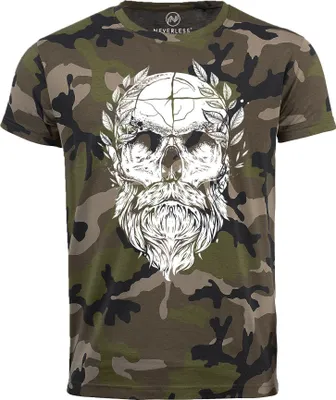 Produktbild von Herren Camo-Shirt Totenkopf mt Bart Lorbeer Beard Skull T-Shirt Camouflage Tarnmuster Neverless® camo XXL
