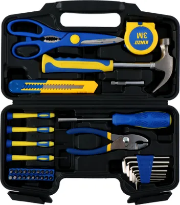 Produktbild von KINZO Werkzeugkoffer 39-teilig - Haushalts-Werkzeug im Kunststoffkoffer - ideal für den Hausgebrauch