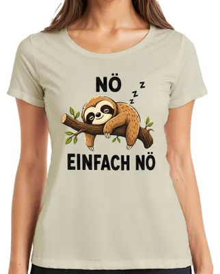 Immagine prodotto di T-shirt da donna, con scritta "No", "Semplice", "Bradipo che dorme", "Pigro", "Dichiarazione", "Sarcasmo", "Carino", taglia XL, colore naturale