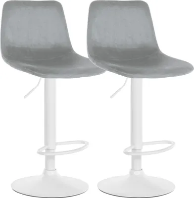 Produktbild von 2er Set Barhocker HLO-CP252 Samt Weiß  grau