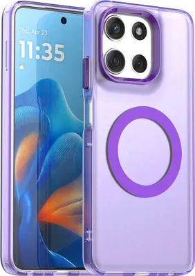 Produktbild von MagSafe Hülle für Motorola Moto G56 - Phonesta HardFrost Semi-Transparent Back Cover - Matt Lila