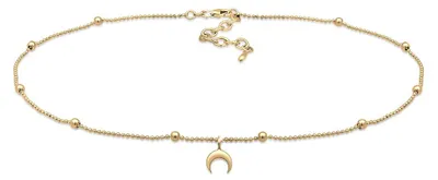Produktbild von Elli Choker Kette Damen Vergoldet 24K Kugel Halbmond Anhänger 925 Silber