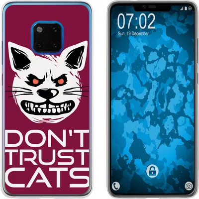Produktbild von PhoneNatic Case kompatibel mit Huawei Mate 20 Pro Silikon-Hülle Crazy Animals Katze M1