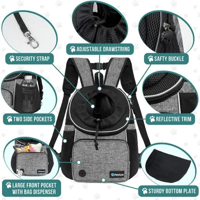 Produktbild von Hundetragerucksack PetAmi, verstellbar, belüftet, für Hunde/Katzen bis 6,8 kg