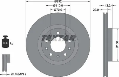 Produktbild von 2x TEXTAR Bremsscheibe 92221103 für ALFA ROMEO 159 Sportwagon (939) 159 (939)