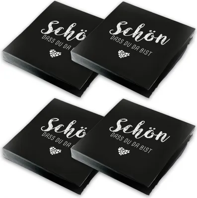 Produktbild von itenga 80x Serviette Schön dass du da bist - SCHWARZ -