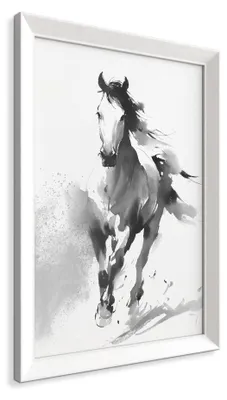 Zdjęcie produktu dla STYLER Obraz na ścianę 56x75 cm w ramie MDF motyw galopujących koni dekoracja do salonu sypialni biura elegancki styl PARIS PIC GALLOP