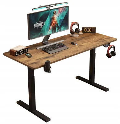 Produktbild von Schreibtisch - Stehschreibtisch 120x60x72cm - Bürotisch Dunkelbraun - Computertisch - Gamingtisch - mit Höhenverstellung