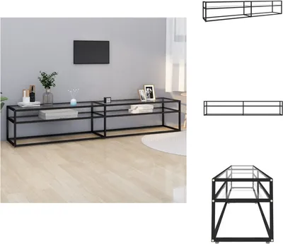 Image de vidaXL Meuble TV Transparent 220x40x40,5 cm verre trempé - Meubles TV