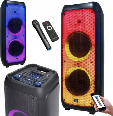 Produktbild von Robuster Tragbarer Karaoke-Lautsprecher 300W X-Bass Mit Mikrofon Und Fernbedienung Schwarz