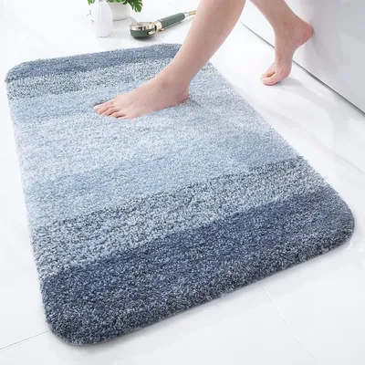 Produktbild von Rutschfeste Badmatte, 51 x 76 cm - Waschbar - Mikrofaser - Hochflor - Weich - Saugfähig - Badezimmerteppich