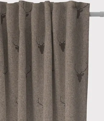 Produktbild von Jacquard Vorhang mit Hirschkopf-Geweih-Motiv, 130x245 cm, Smok-Schlaufenband