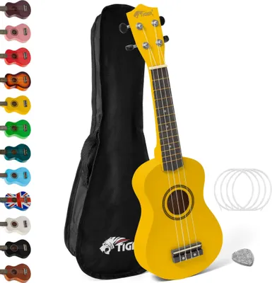 Produktbild von TIGER UK7- Ukulele für Anfänger enthält eine Gig Bag, ein Filzplektrum, einen Satz Ersatzseiten mit Aquila Saiten - Gelb