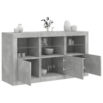 Produktbild von vidaXL Sideboard mit LED-Leuchten Betongrau 123x37x67 cm