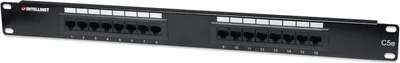 Produktbild von INTELLINET Patchpanel 1HE 16-Port Cat5e UTP sw
