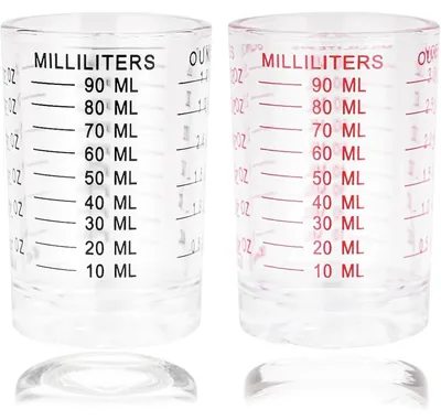 Immagine prodotto di 2 bicchieri misuratori per cocktail, set da 90 ml, in vetro, colore nero e rosso