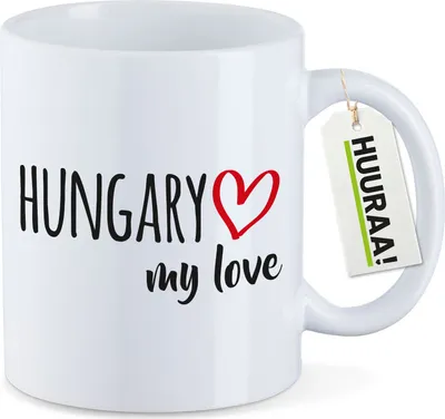 Produktbild von Huuraa Kaffeetasse Hungary my love 330ml Weiß Keramik Kaffeebecher Geschenkidee