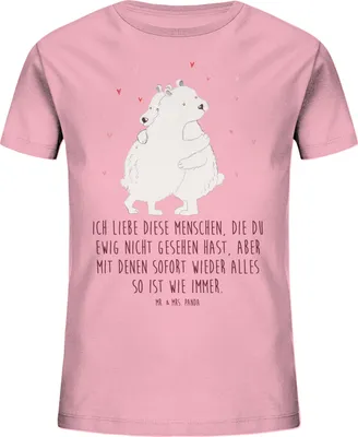 Produktbild von Mr. & Mrs. Panda Kleinkinder T-Shirt Eisbär Umarmen 9-11 Jahre (134/146) - Baumwolle Pink - Geschenk, Kindershirt, Kinder, Baumwollshirt, Bio, Lustige Sprüche, Teenager
